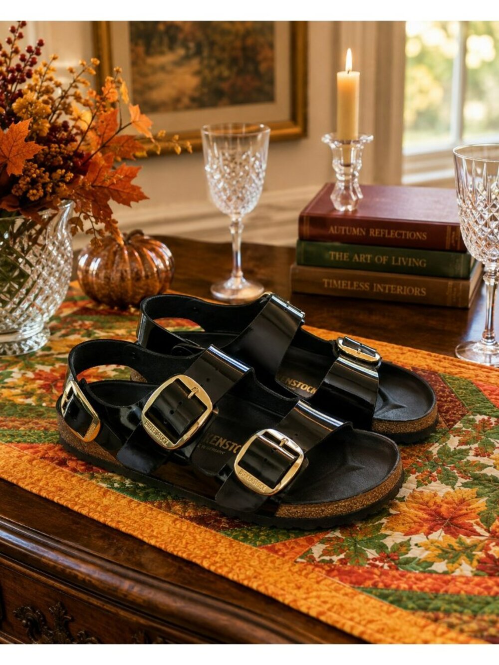 Birkenstock Milano Big Buckle Patent Leather Sandals EU 40; US L9 M7 Black With